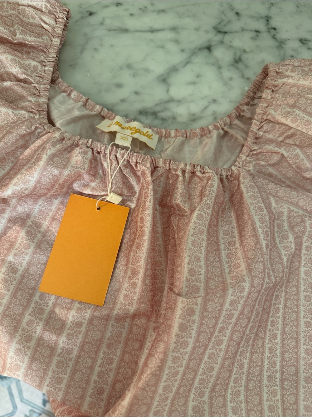 NWT! XS La Maregold The Ophelia Dress in Blush Floral Stripe Mini Puff Sleeve - Picture 4 of 4